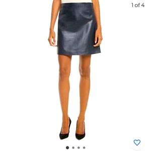 Theory Leather Mini Skirt - Women | Color: Navy Blue | Size: 00